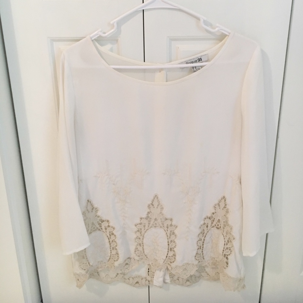 Forever 21 white embroidered blouse size M